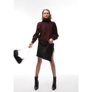 NWT TOPSHOP Balloon Sleeve Crop Sweater M Turtle Neck Jumper Dark Academia 8-10